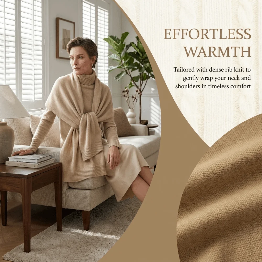 Basic Style Warm Soft Knit Shawl Polyester Lightweight Neck Scarf High-Quality Solid Color Outer Cape Women