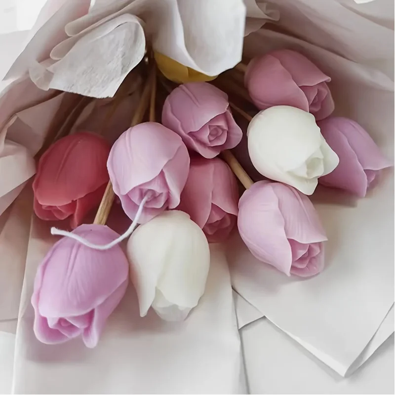 Molde de silicona con forma de flor de tulipán, perfecto para decoración del hogar y proyectos creativos, adecuado para arcilla polimérica, jabón, yeso, fabricación artesanal