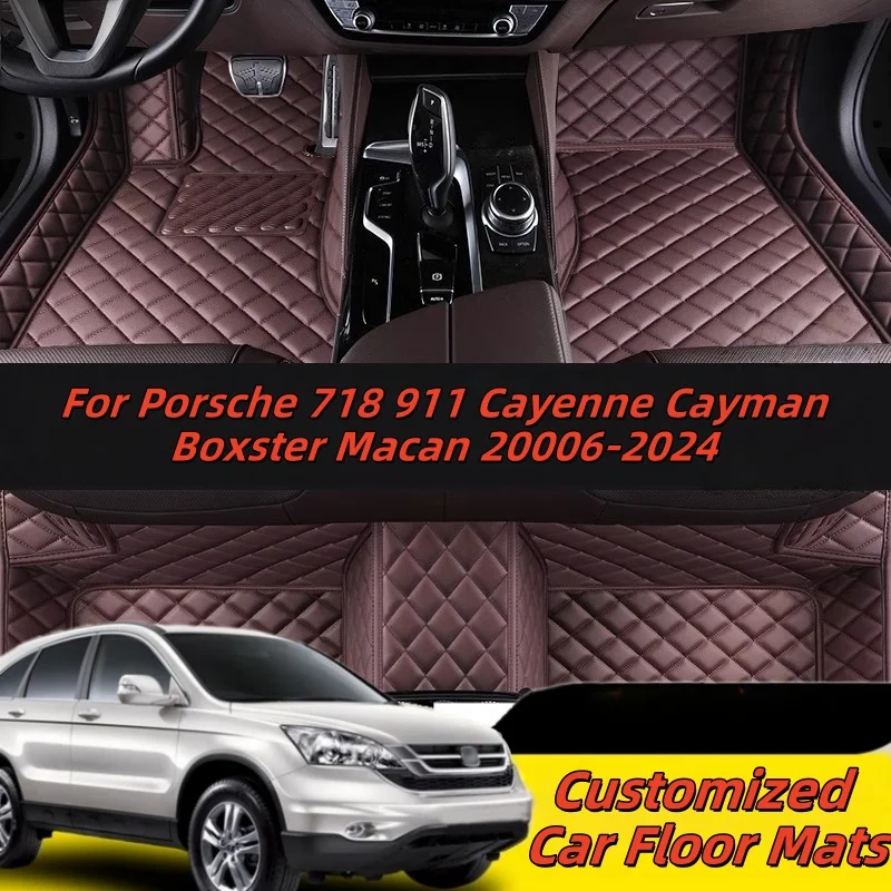 Car Floor Mats Custom leather For Porsche 718 911 Cayenne Cayman Boxster Macan 20006-2024 Car Interior Accessories