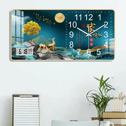 New crystal porcelain painting wall clock living room with calendar mute quartz decorative wall clock wall clock modern design