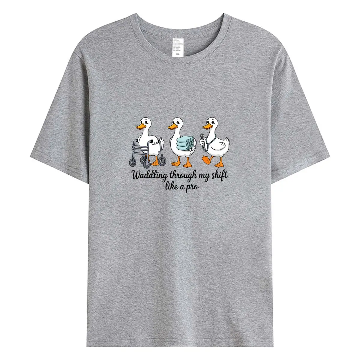 เสื้อยืดผู้หญิงผ้าฝ้าย 100% ลายกราฟิกพยาบาลห่านตลก เสื้อยืดโอเวอร์ไซส์แขนสั้นสำหรับฤดูร้อน เสื้อยืดผู้หญิง เสื้อผ้า