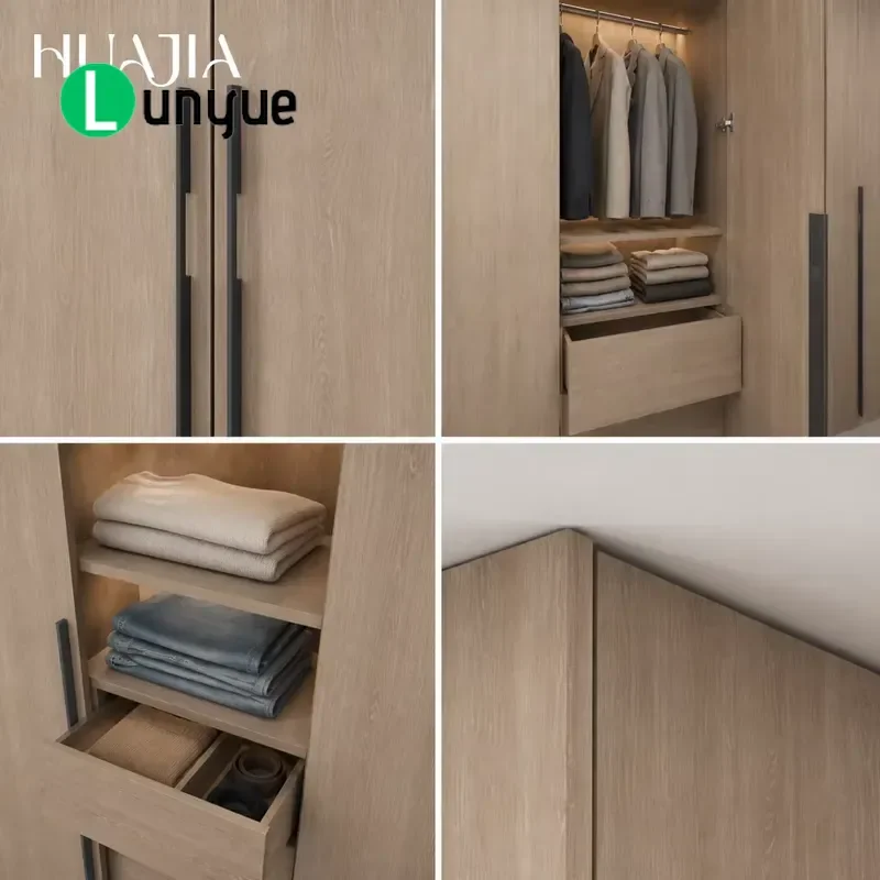 Modern Aluminum Wardrobe with Mirrored Hinged Doors High Quality Clothes Storage Organizer for Bedroom Home Furniture