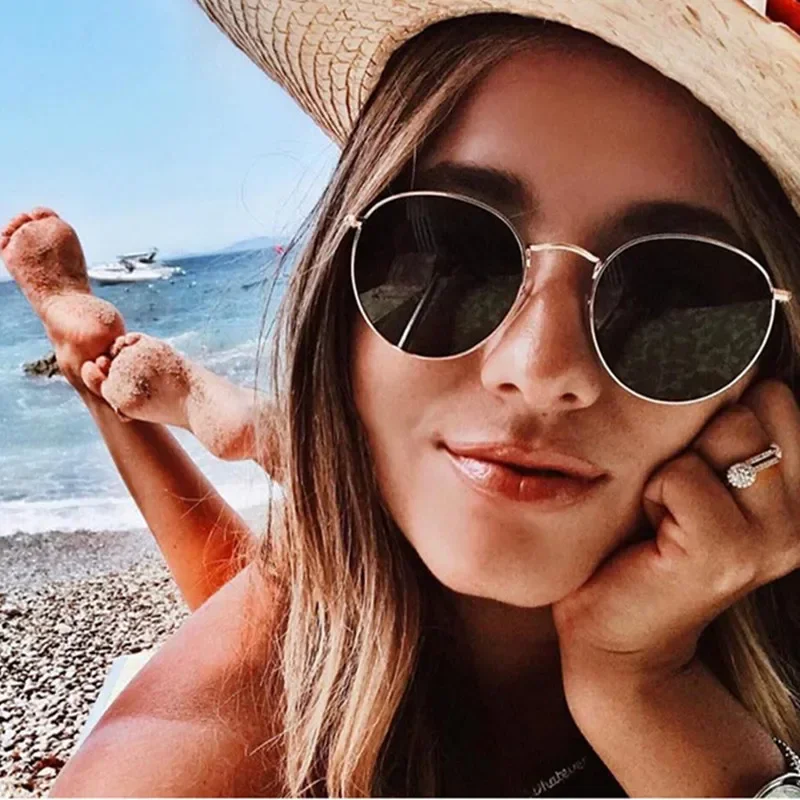

Retro Round Sunglasses for Men Women Brand Designer Vintage Sun Glasses Eyewear Luxury Mirror Ray Glasses Oculos De Sol