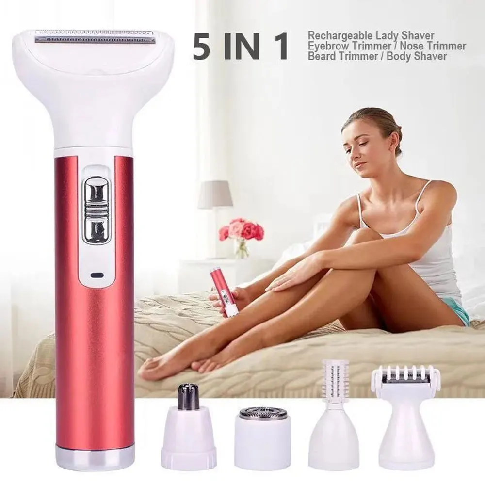 

5 in 1 Electric Female Shaver Intimate Care Women's All-in-One Armpit Hair Private Pubic Hair Trim and Shaving