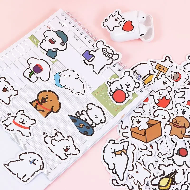 10/50/100PCS Cartoon Cute Line Dog In The Book Stickers DIY Toy Laptop Luggage Skateboard Suitcase Guitar Graffiti Decal Sticker