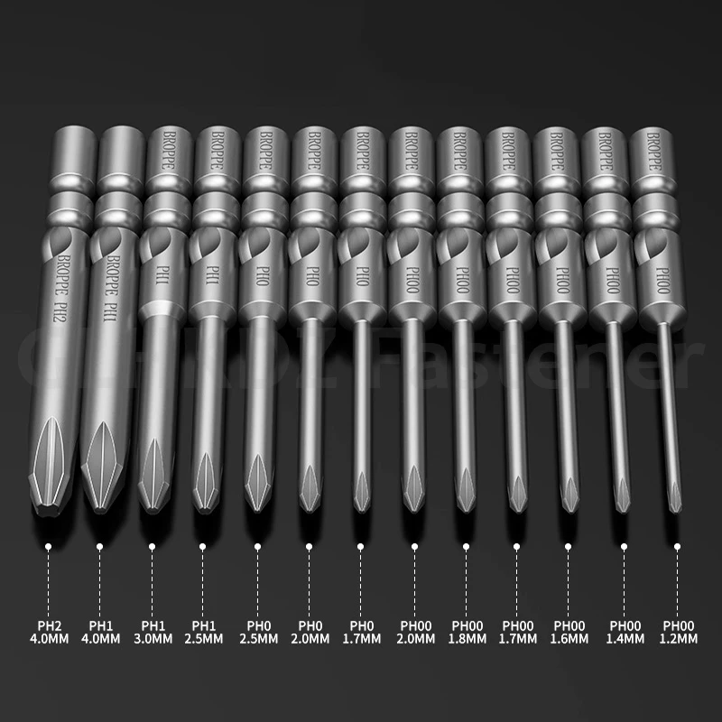 40/60/80/100~200mm 800 Electric Phillips Screwdriver Bit Set 4mm Round Shank Cross Screwdriver Bit Magnetic Driver Bits PH00-PH2