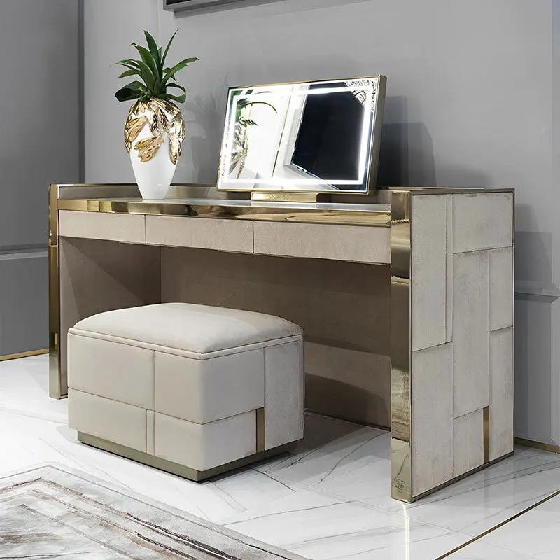 

Light luxury dresser simple modern large apartment with mirror makeup table designer Internet celebrity makeup stool