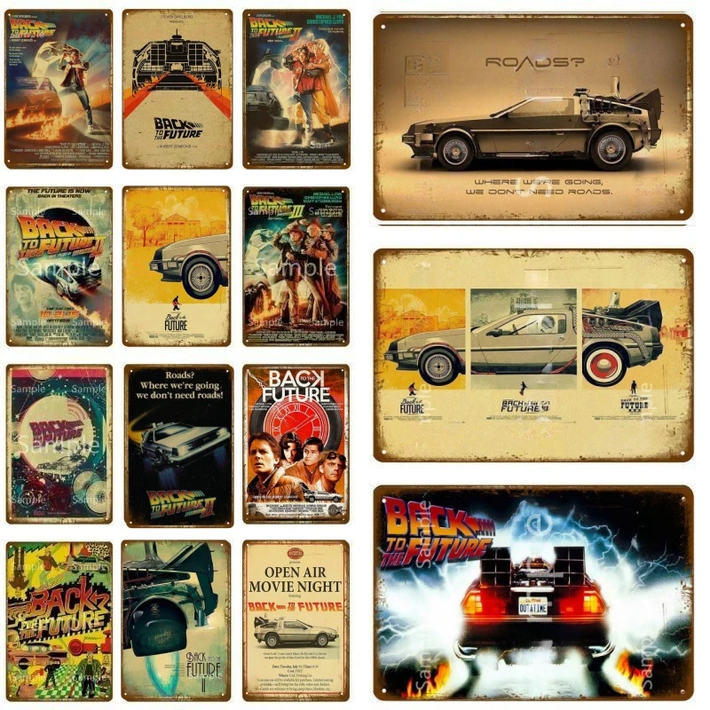 Back To The Future Vintage  Metal Poster Car Movies Art Painting Print Tin Signs Classic Film Wall Pictures Room Home Decor