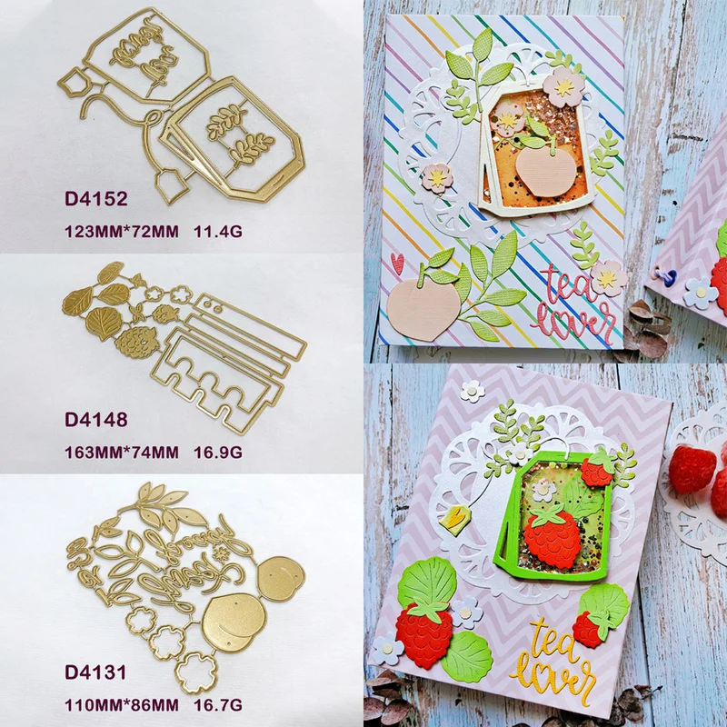 Tea Bag Fruit Leaf Metal Cutting Dies Raspberry Peach Flower Tag DIY Scrapbooking Paper Card Making Embossing Craft