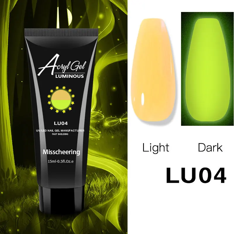 Glow In The Dark Easy To Apply Durable Quick Building Nail Gel Manicure Trending Quick Building Bright Convenient Luminous