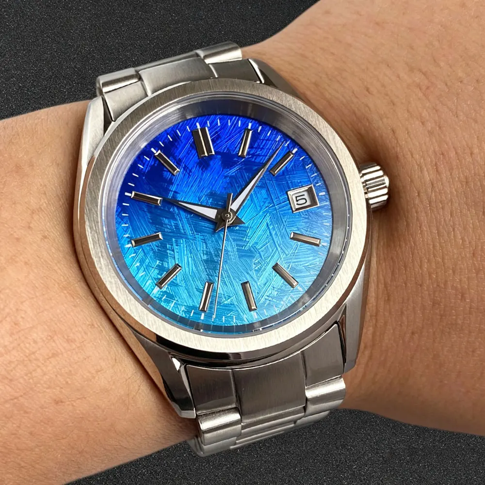 TANDORIO 38mm Bright Blue Meteorite‑Pattern Dial Watch Men Miyota 8215 Asia 2824 Automatic Movt Sapphire 200M Waterproof Watches