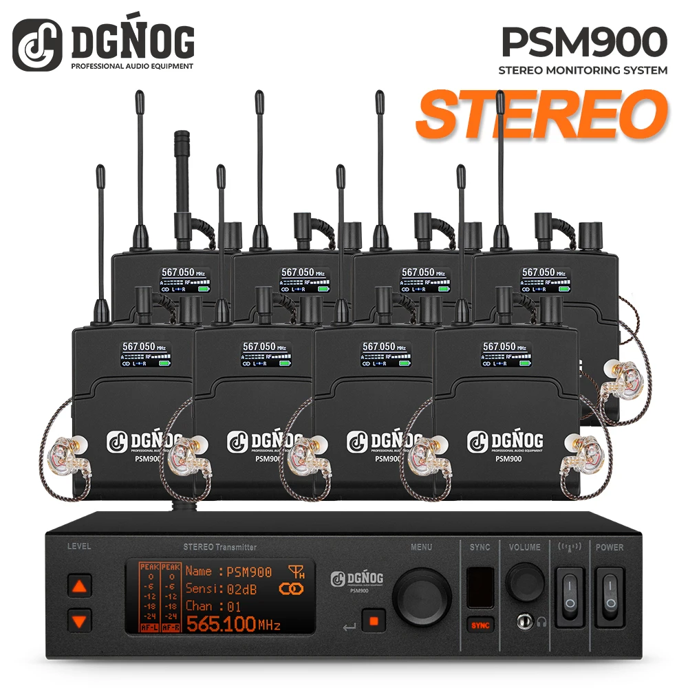 DGNOG Sistema de Monitoreo Inalámbrico In-Ear Estéreo IEM con Retorno de Escenario, Conmutable Mono/Estéreo, 600MHz, 300 pies, para DJ, Escenario y Estudio