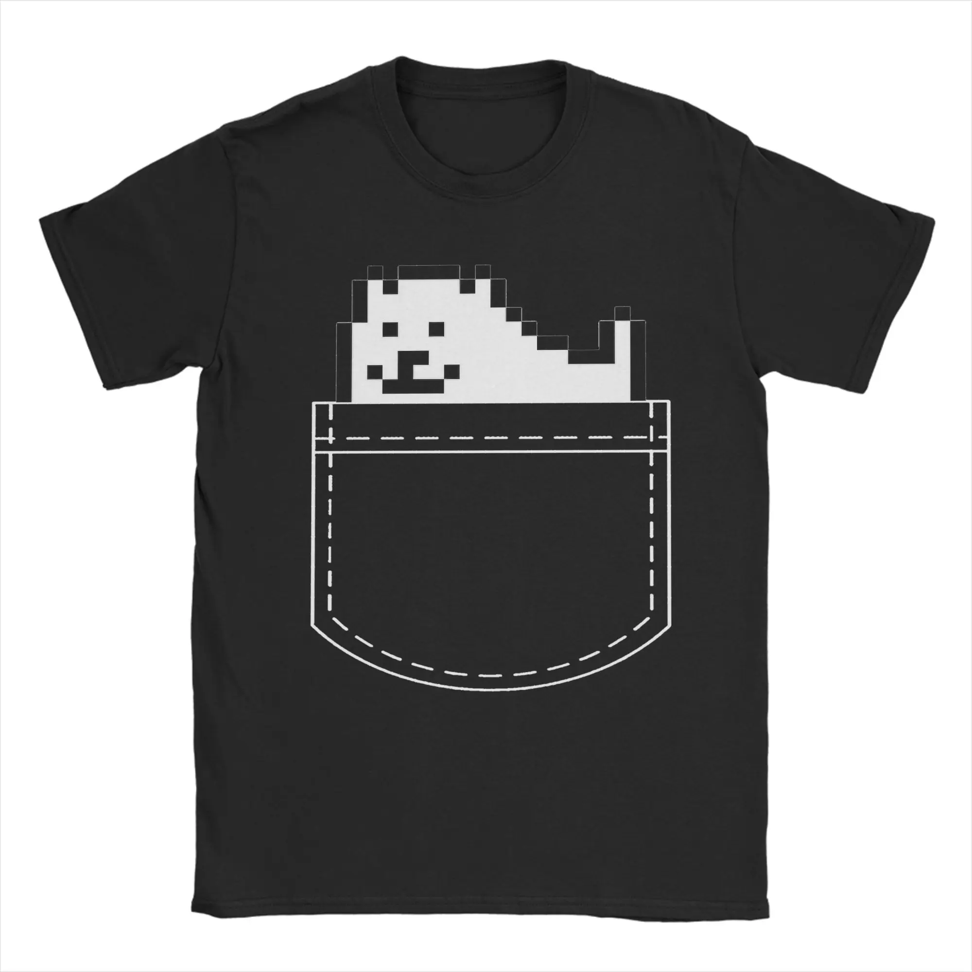 Annoying Dog Pocket  T Shirts Men Women's Pure Cotton T-Shirt Round Collar Undertales Tees Short Sleeve Clothes New Arrival