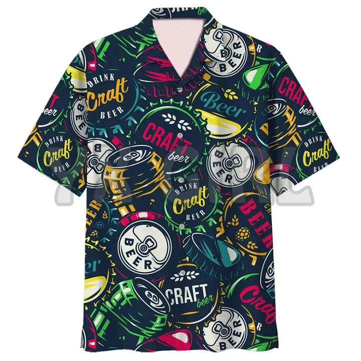 Männer Shirts Bier 3d Druck Hemd Männer Mode Shirts Einreiher Kurzarm Hawaiian Shirt Strand Casual Bluse kleidung Teen