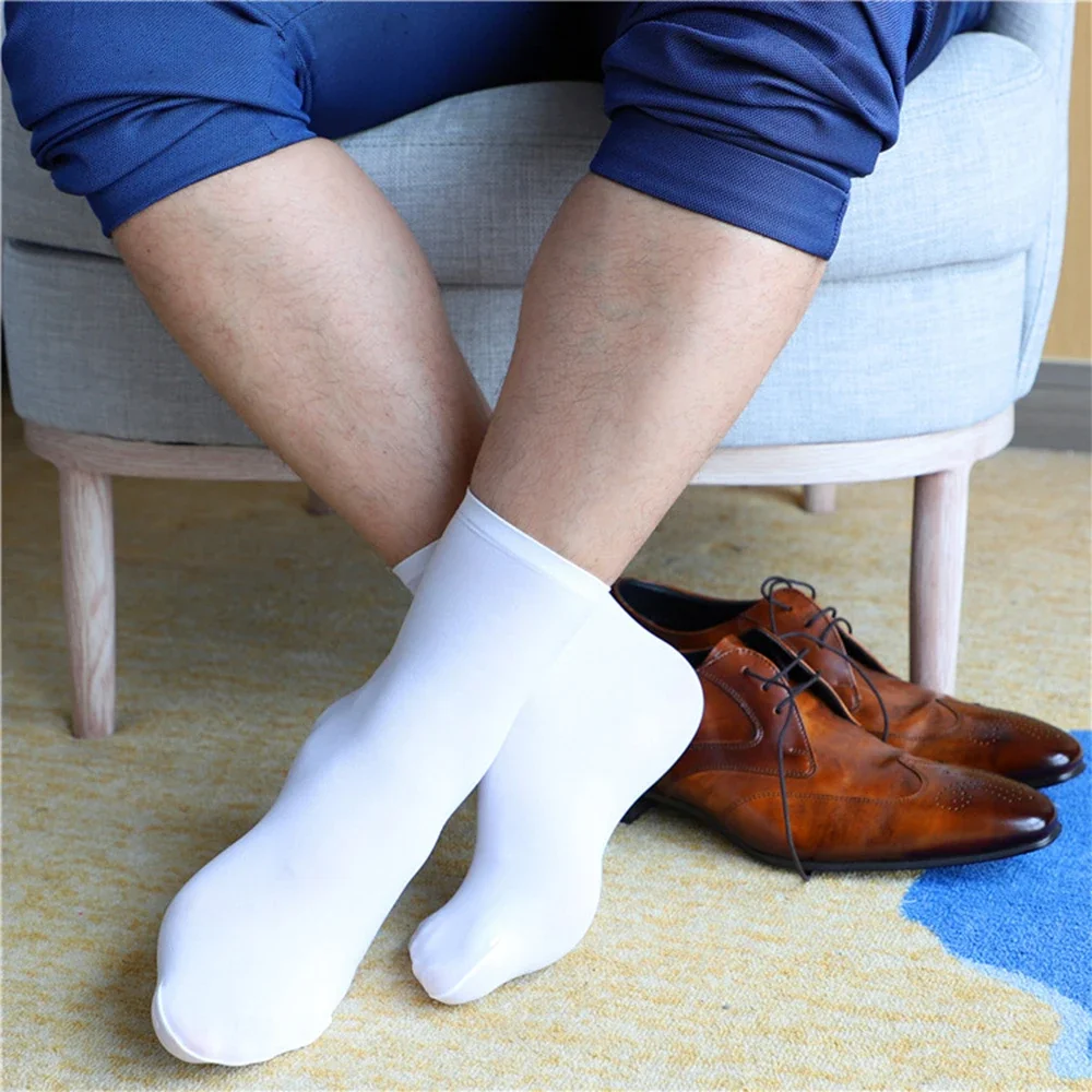 New Men Unisex Thick Socks Short Elastic Ultra-Thin Silky Silk Stockings Business Dress Stockings Casual Short Silk Men's Socks