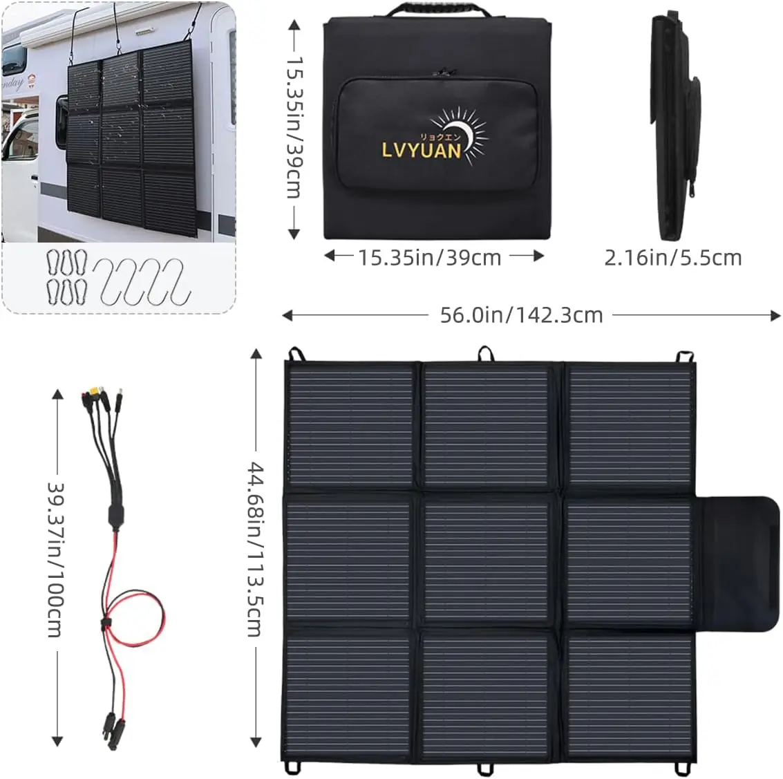 Lvyuan 200W Draagbare Zonnepaneel Opvouwbare Deken, Monokristallijn Enorm Power Panel, Cellen 22.5% Hoog