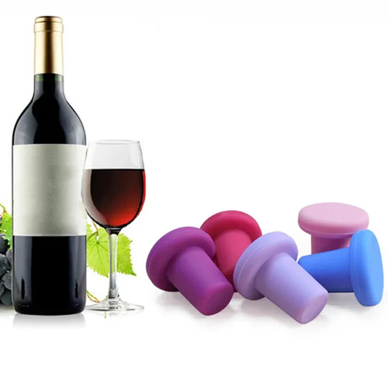 1/2/3/4pcs Silicone Wine Bottle Caps Silicone Red Wine Bottle Caps Candy-Colored Reusable Fresh-Keeping Seal Beer Bottle Caps