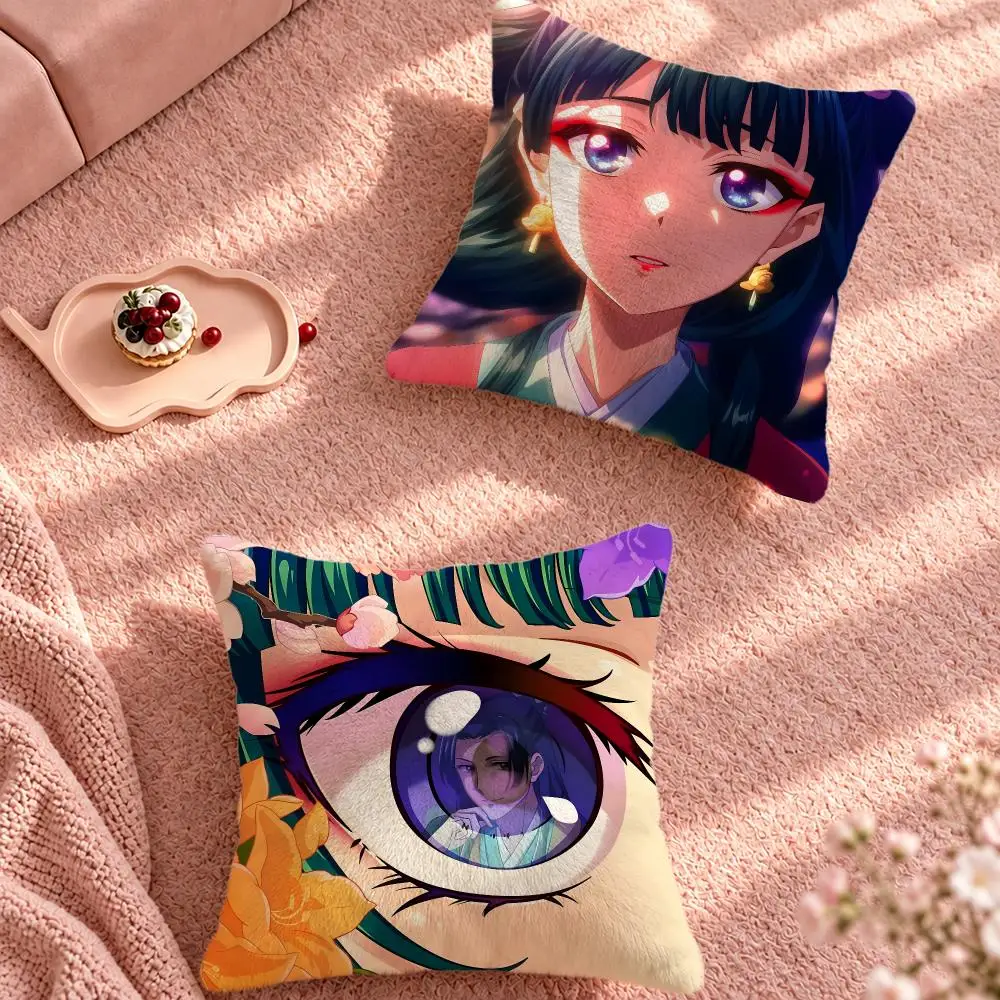 Anime Apothecary Diaries Maomao Cushion Cover Cute Cartoon Throw Pillow Cover Soft Plush Cushion Cover Sofa Bedroom Home Decor