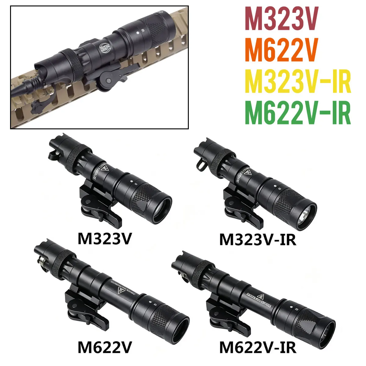 Tactic SF M323V M622V IR Light White LED+IR Flashlight Outdoor Hunting Infrared Output Scout Light with Remote Switch QD Mount