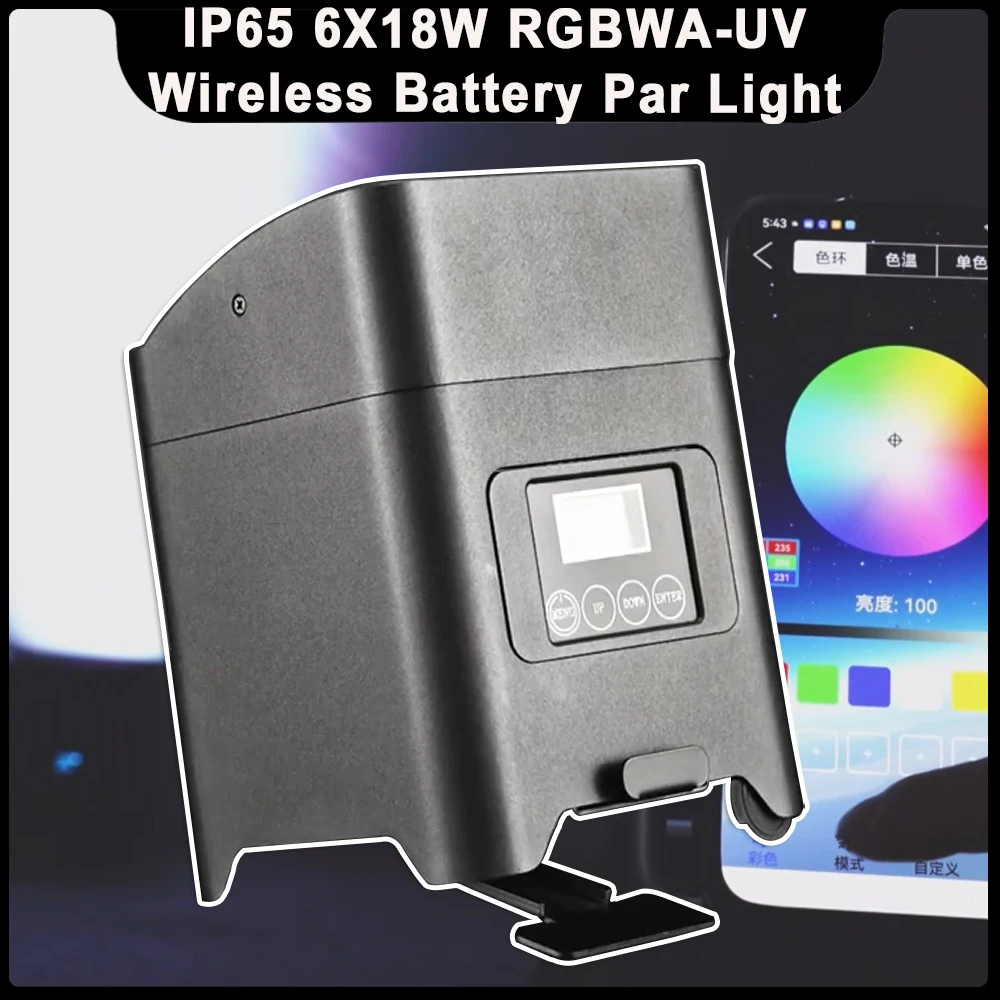 

Новый водонепроницаемый светодиодный светильник 6X18 Вт RGBWA-UV с батареей Par Light Беспроводное управление DMX Управление через приложение Настенный светильник DJ Disco Party Рождество