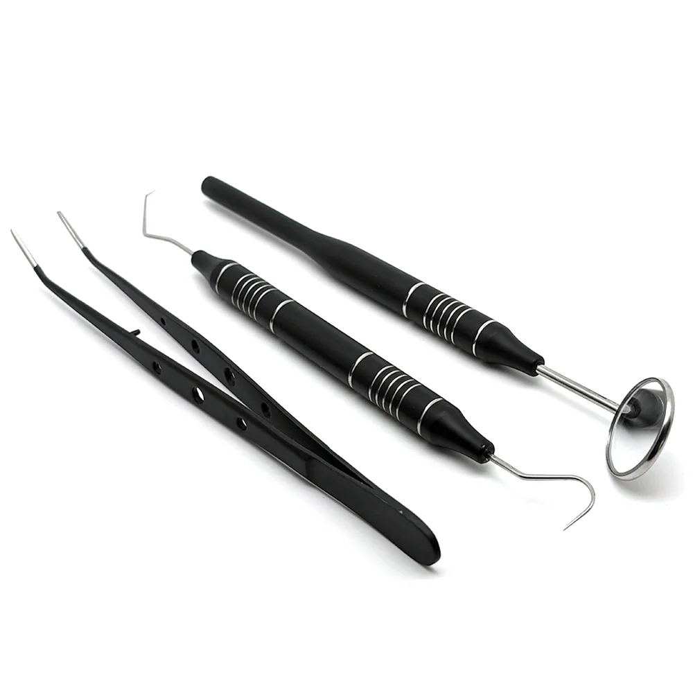 

3 or 5set Dental Instrument Set with Mouth Mirror Tweezers and Curved Probe for Professional Teeth Cleaning and Oral Examination