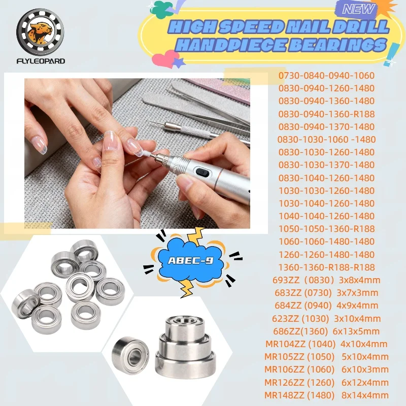 10Pcs Nail Drill Micromotor Bearing MR106ZZ MR126ZZ MR148ZZ 693ZZ 684ZZ 623ZZ for Strong 210 105L Marathon H37L1 Handle Bearing