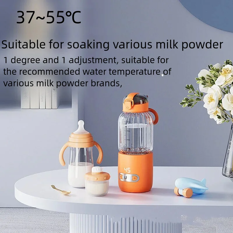 15000MAH Wireless Electric Portable Kettle Heating Cup 400ML Detachable High Borosilica Glass Visable Water Level Line 37 to 55℃