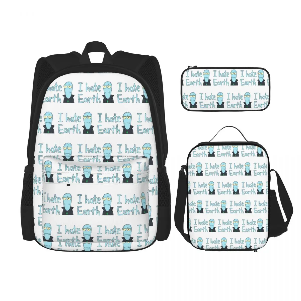 

Korvo I Hate Earth Solar Opposites Cartoon Backpacks Kids Bookbag School Bags Rucksack Lunch Bag Pen Bag Three-Piece Set