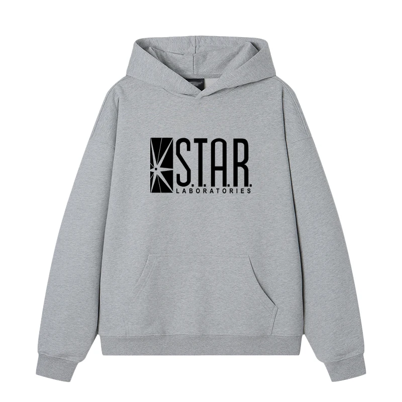 เสื้อฮู้ดพิมพ์ลายโลโก้ Star Lab รุ่นขายดี แฟชั่นฤดูใบไม้ร่วง/ฤดูหนาว สไตล์ลำลองย้อนยุคทรงหลวมสำหรับผู้ชายและผู้หญิง เสื้อฮู้ดผู้ชาย