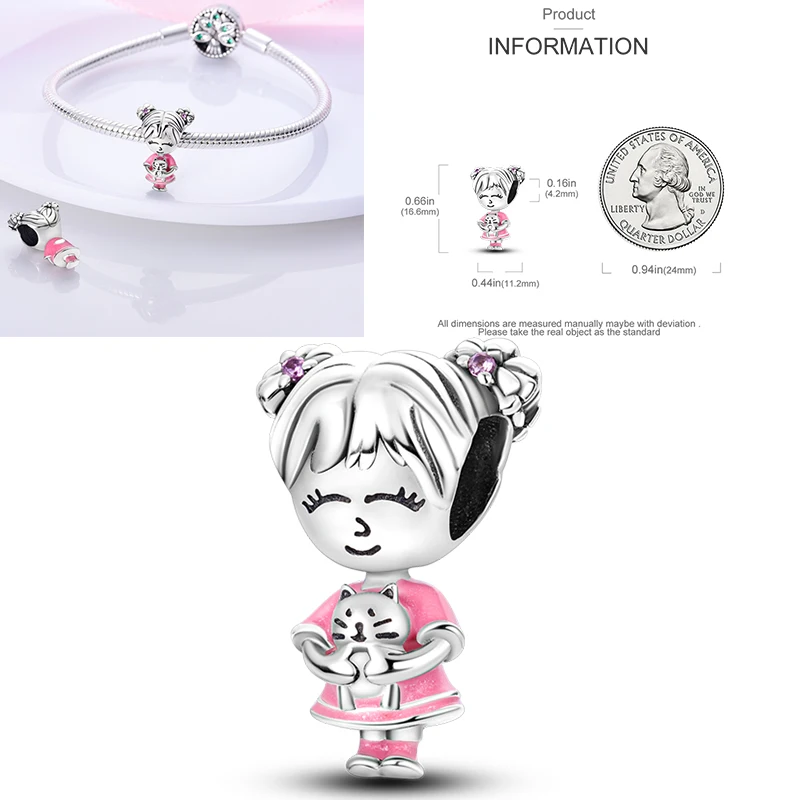 2026 Neuer Rosa Charm aus 925 Sterling Silber, Herz-Schleife-Parfüm-Rosen-Perlenanhänger, passend für europäische Armbänder, DIY, romantisches Geschenk für Frauen – Detail 18