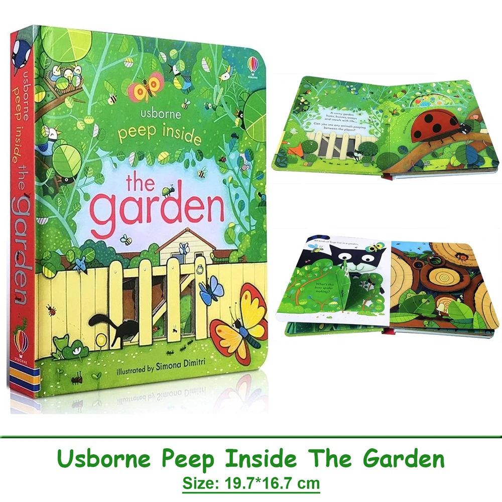Usborne Peep Inside The Garden Montessori Educational English Picture Books for Kids Children Bedtime Reading 3D Flap Board Book