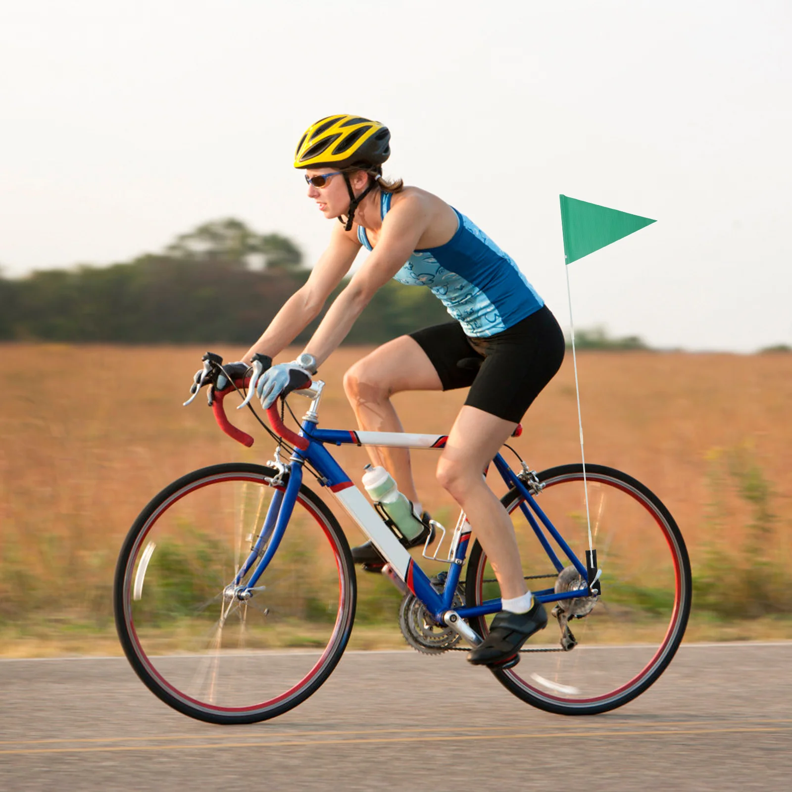 

1Set Bike Safety Flag Adjustable Pole Children's Tail Triangular Flag High Visibility Reflective Safety Accessory Cycling