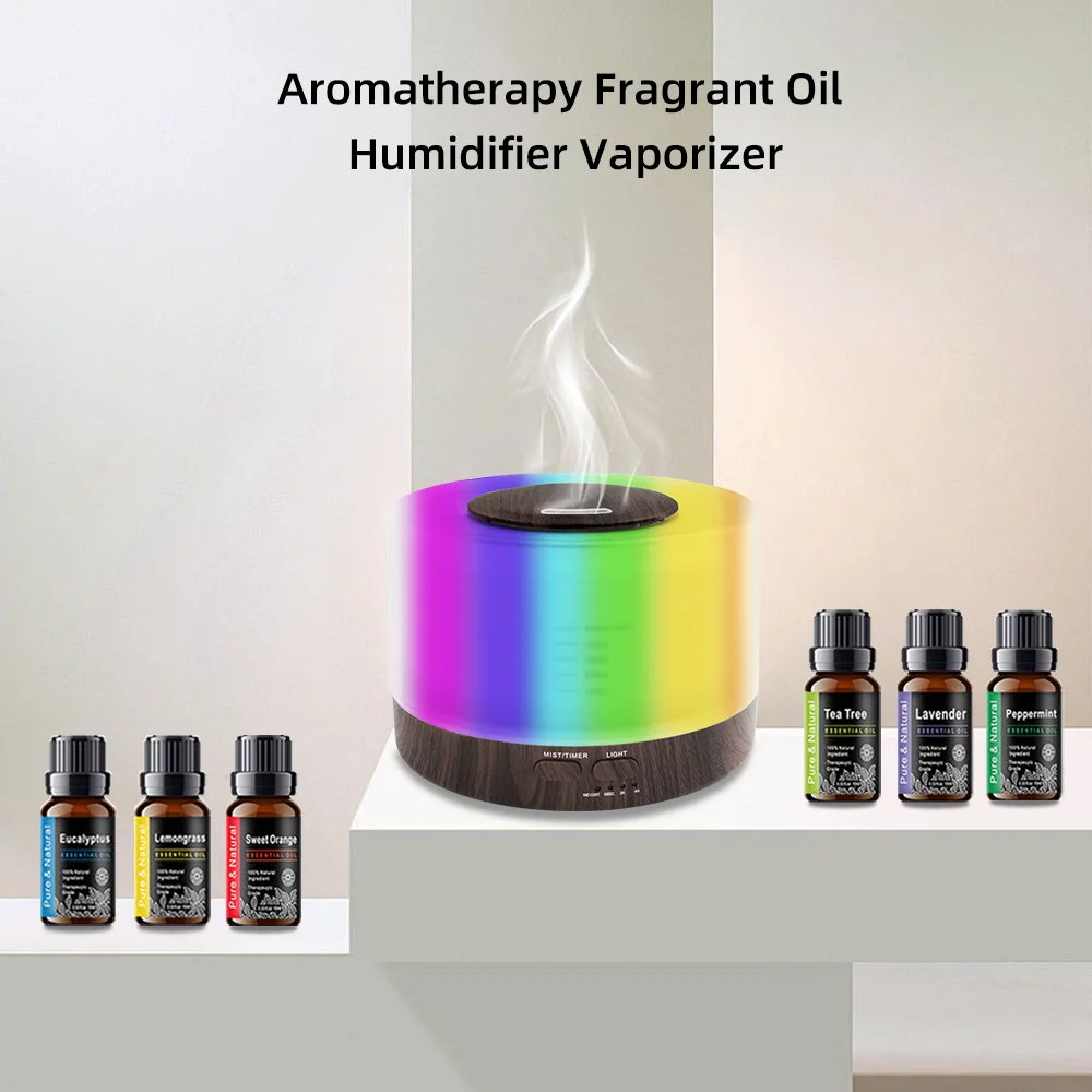 

Ultrasonic Aromatherapy Diffuser 550ml 7-Color LED Wood Grain Cool Mist Humidifier for Essential Oils Home Use