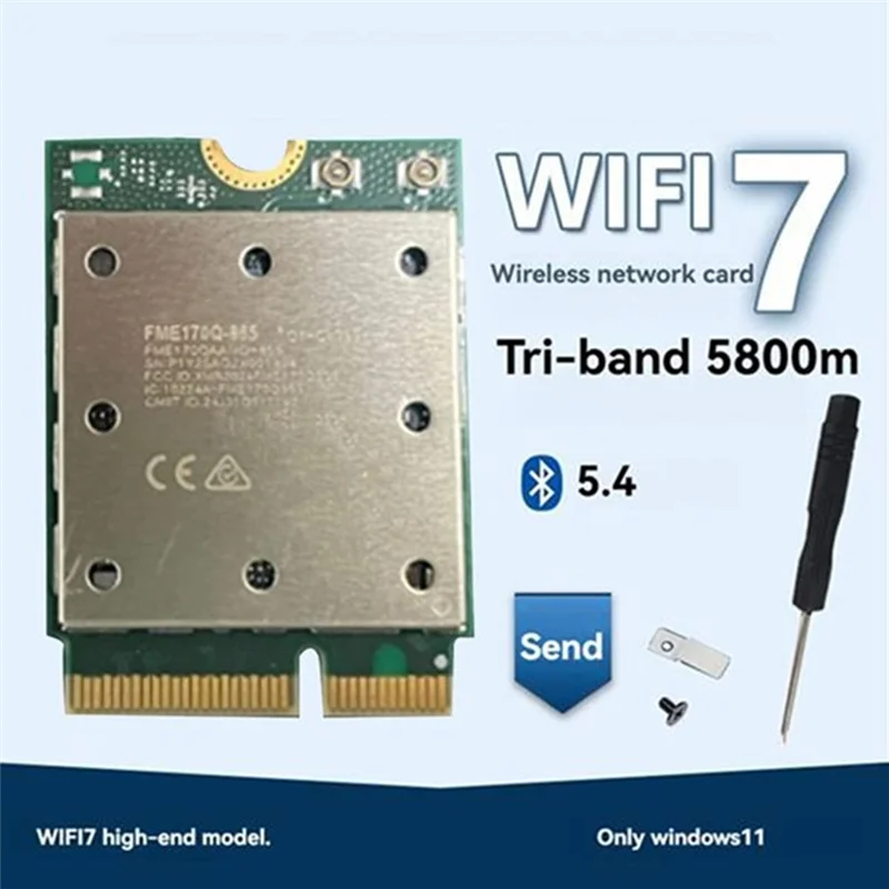 Excellent-Upgrad Tri Band FME-865 Wifi7 Bluetooth 5.4 Wireless Wifi Card 2.4G/5G/6Ghz Wireless Network Adapter For Win11