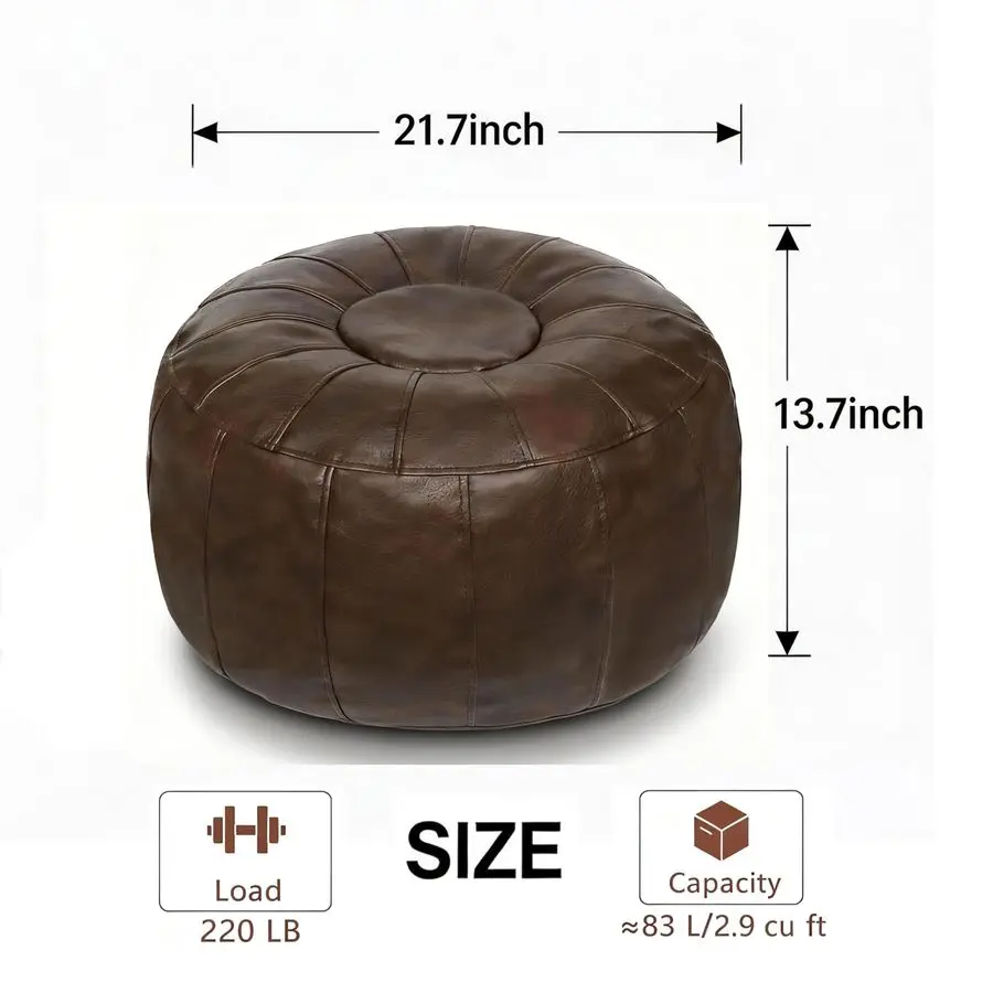 

Кресло-мешок для пола 21.7"D x 21.7"W x 13.7"H, без наполнителя, из искусственной кожи