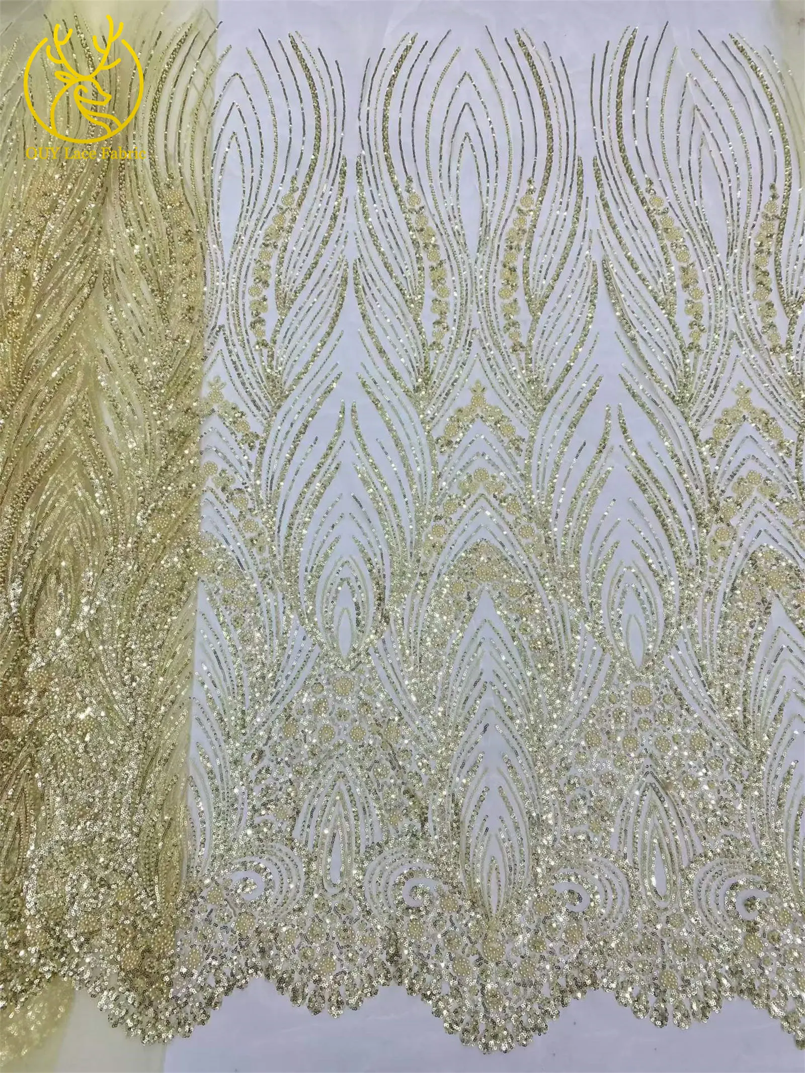 Grüner Afrikanischer Spitzenstoff 2026 Hochwertige Pailletten Tüll Französische Mode Netzspitze Abendkleid Stickerei Nähen – Detail 15