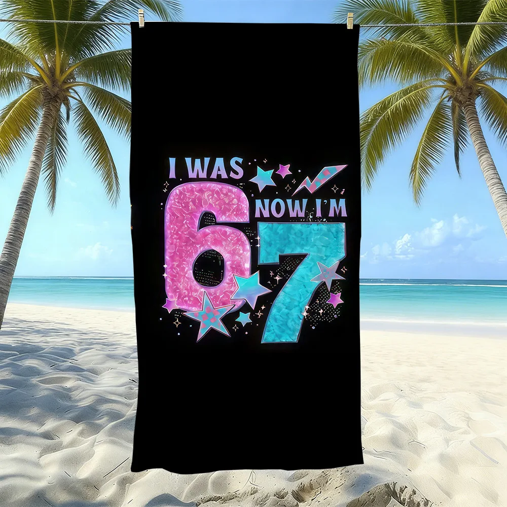 Graffiti Style SIX SEVEN Large Microfiber Beach Towel Quick Dry Sand-Free for Summer Vacation