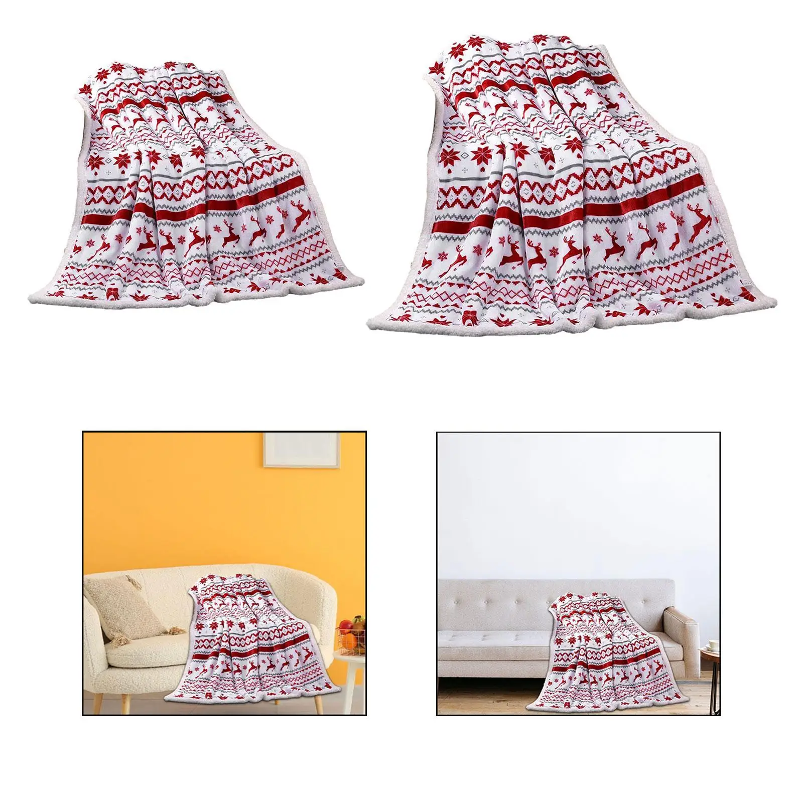 Christmas Throw Blanket Soft Comfortable Multifunctional Reindeer Print