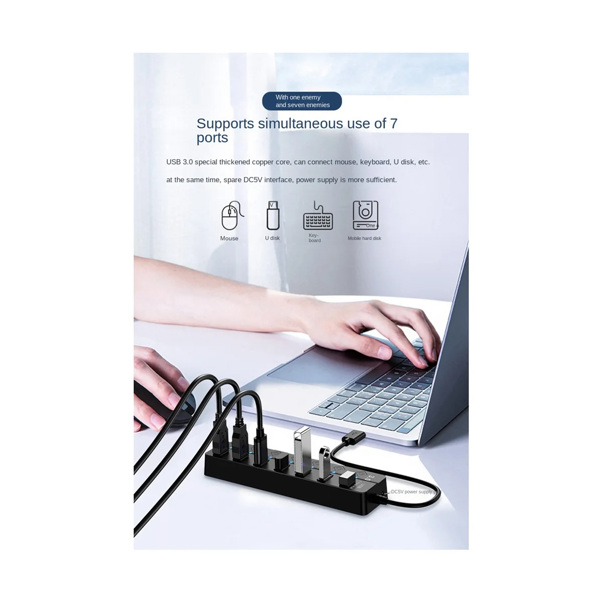 Four Port Switch Hub3.0 Four Port Splitter Hub Four Port Expander USB Computer Splitter Single Port 3.0 Hub