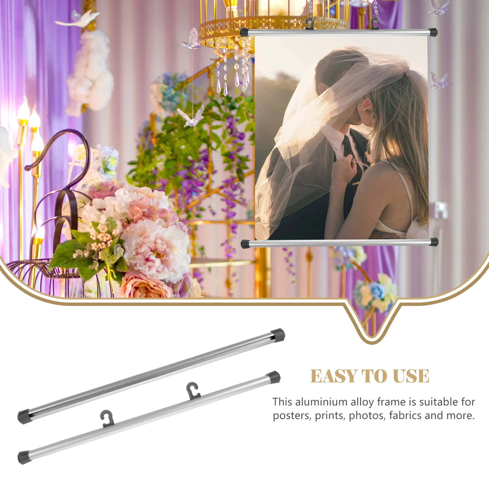 2 Pcs Poster Rod Clip Frame Hanging Scroll Alloy Posters Wall Decor Hanger Aluminum Clothing Hangers