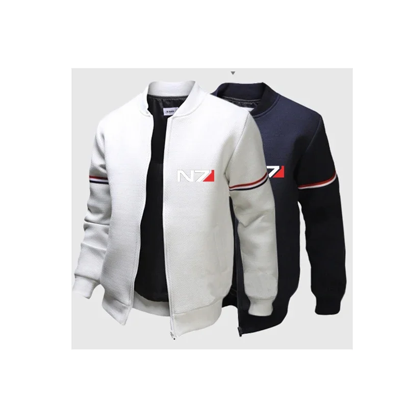 N7 Mass Effect Logo Print 2024 New Fashion Men Casual Solid Color Fashion Slim Overcoat High Quality Flight Jackets Top