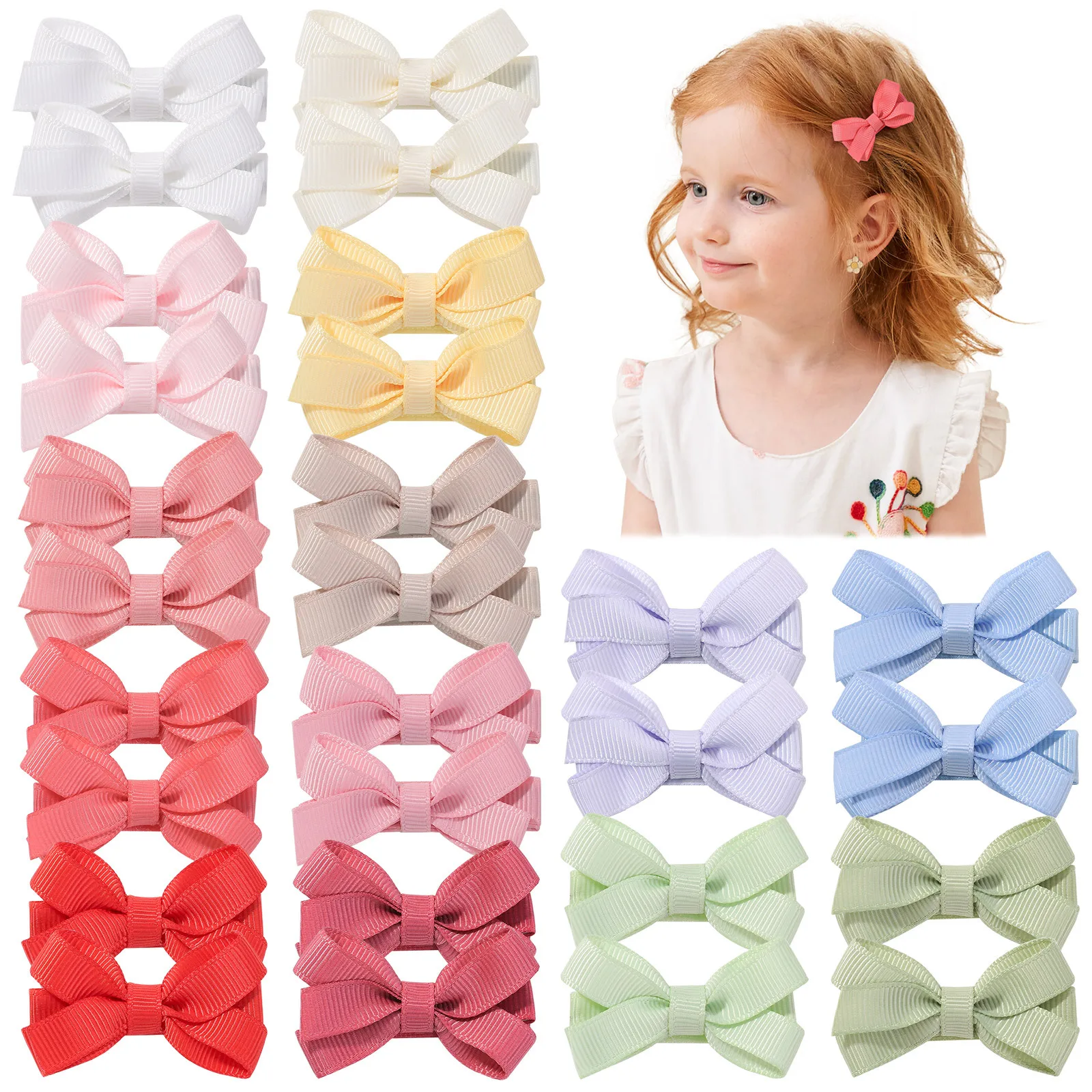 150 pcs/lot, New Grosgrain Ribbon Hair Bow Clips 2