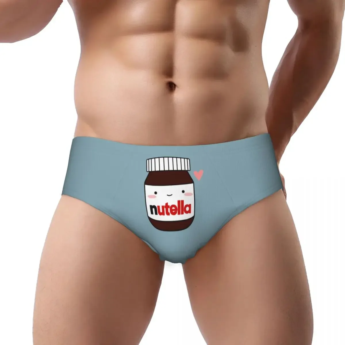 Cute Nutella Jar Men Triangle Panties Ventilate Boxer Underpants Short Underwear for Homme Man Boyfriend Gifts