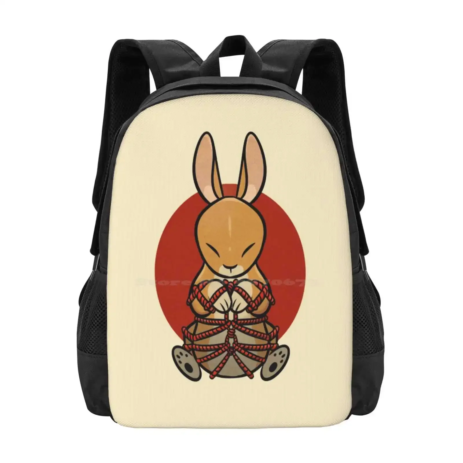 Rope Bunny Pattern Design Bag Student'S Backpack Shibari Kink Rope Bunny Bdsm Bondage Cute