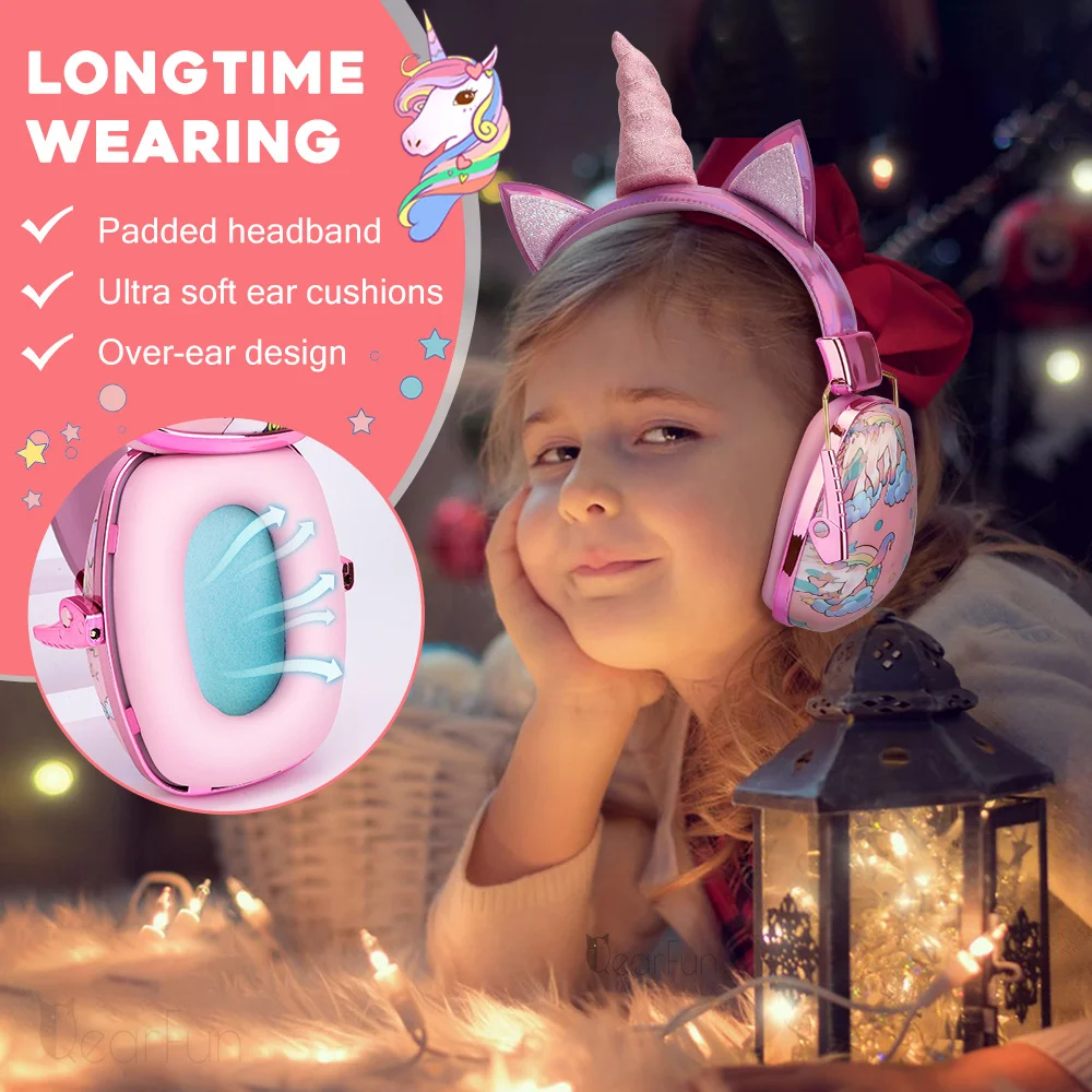 Lindo unicornio niños protección auditiva orejeras seguridad del bebé Anti ruido niños auriculares protectores auditivos protección de seguridad regalo para niños