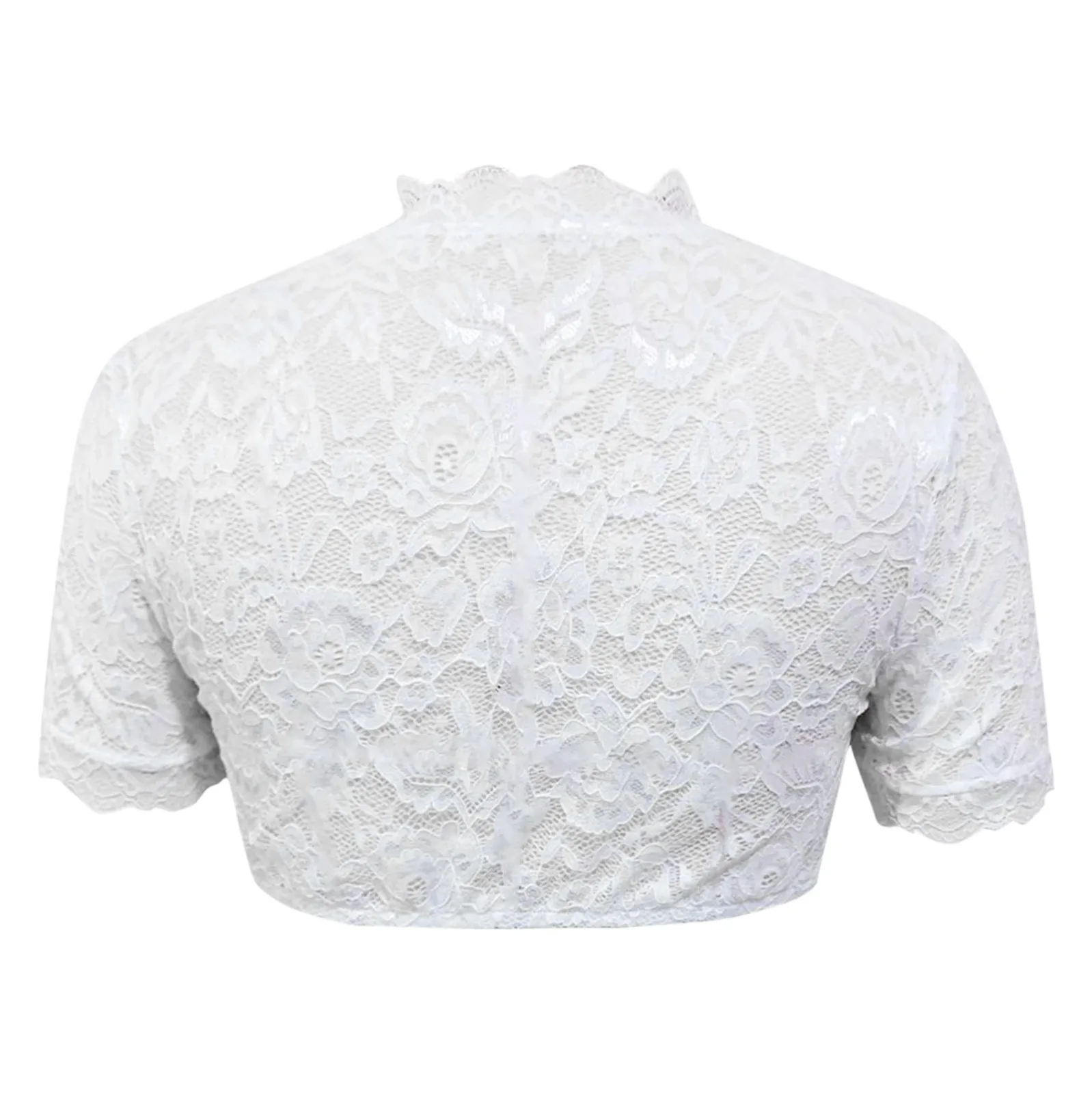 White Traditional Blouse Bavarian Oktoberfest Costume Wrap Crop Top Women Floral Lace Vintage Sexy Shirt BeerLace Dirndl Elegant