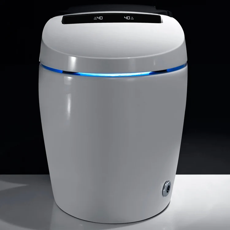 Intelligent White Ceramic  Certified One-Piece Auto Toilet Commode WC Sanitary Ware with Smart Bathroom Lid