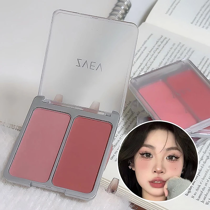 Girl blush nude makeup natural matte milk tea color orange long-lasting rouge natural two-in-one two-color blush