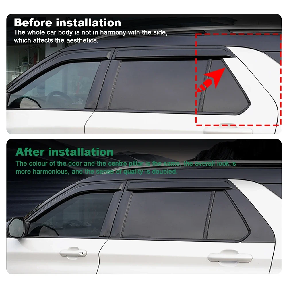 For Ford Explorer 2020 2021 2022 2023 2024 2025 Glossy Black Window Door Column C Pillar Post Cover Trim Stainless Steel Sticker