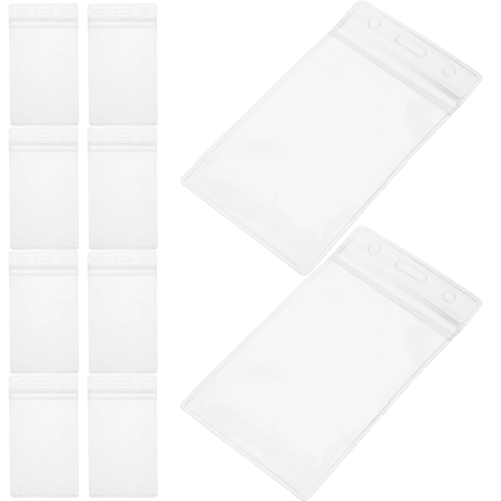 

10pcs Transparent Pvc Badge Holder Id Card Sleeve Waterproof Id Protector For Factory Cards Clear Reusable Vertical